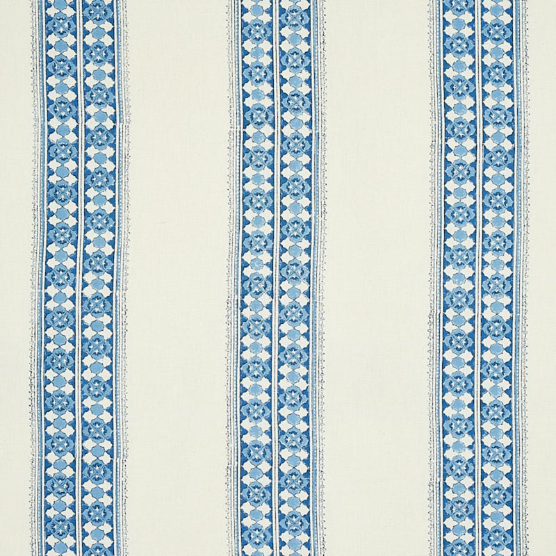 SCHUMACHER AMIRA HAND BLOCKED PRINT INDIGO FABRIC | Atlanta Fabrics