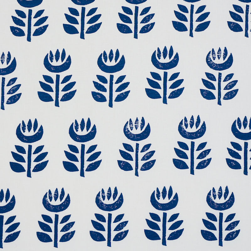 Schumacher ROSENBORG HAND PRINT NAVY Fabric | Atlanta Fabrics