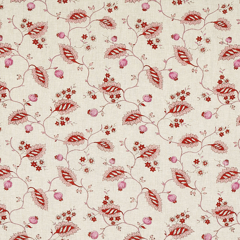 Schumacher MARYAM VINE PINK & RED Fabric | Atlanta Fabrics