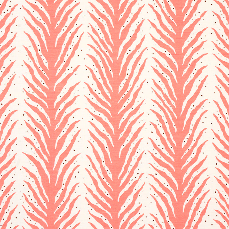 Schumacher Creeping Fern Print CORAL Fabric | Atlanta Fabrics