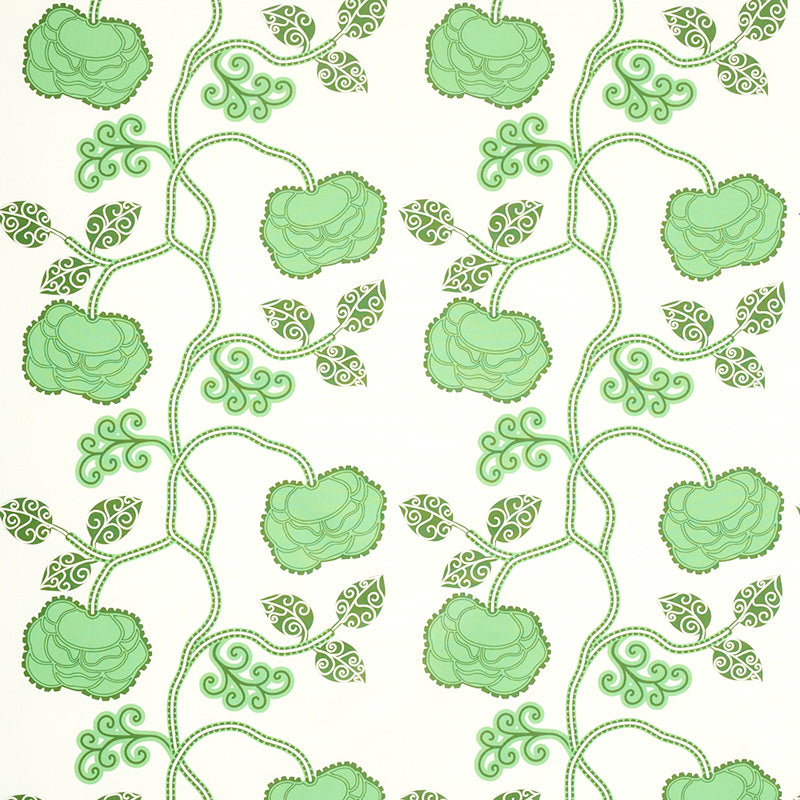Schumacher QUEEN FRUIT CHINTZ JADE Fabric | Atlanta Fabrics