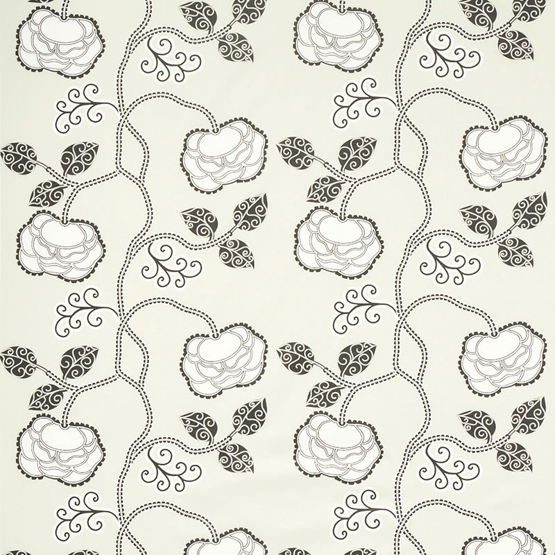 Schumacher QUEEN FRUIT CHINTZ EBONY IVORY Fabric | Atlanta Fabrics