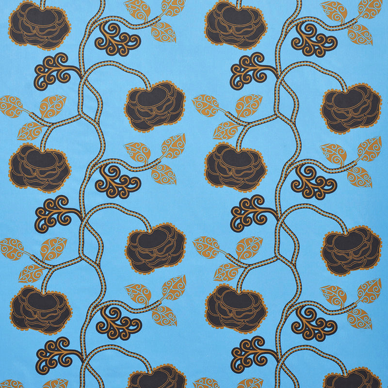 Schumacher QUEEN FRUIT CHINTZ LAPIS Fabric | Atlanta Fabrics