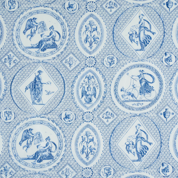 Schumacher LES SCENES CONTEMPORAINES BLUE  | Atlanta Fabrics