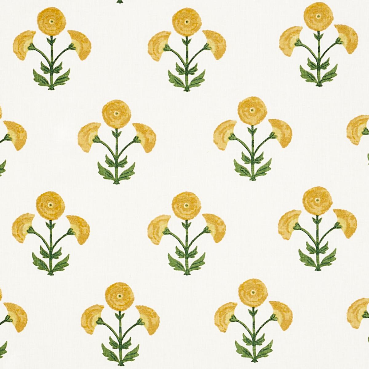 SCHUMACHER Saranda Flower Embroidery MARIGOLD FABRIC | Atlanta Fabrics