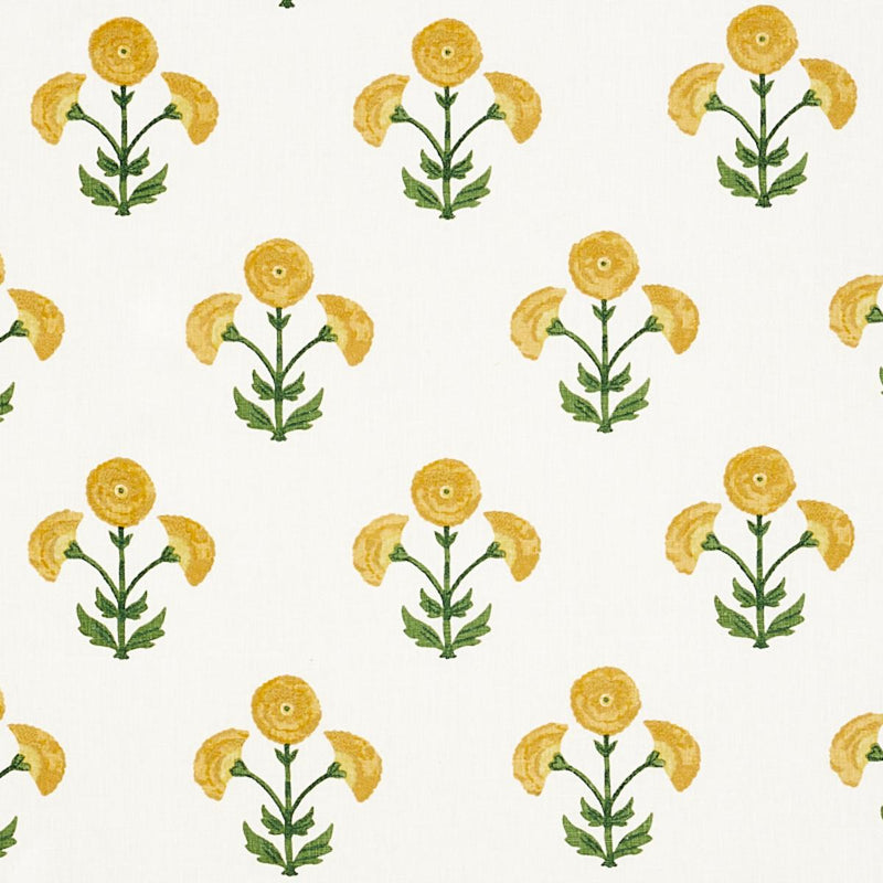 SCHUMACHER Saranda Flower Embroidery MARIGOLD FABRIC | Atlanta Fabrics