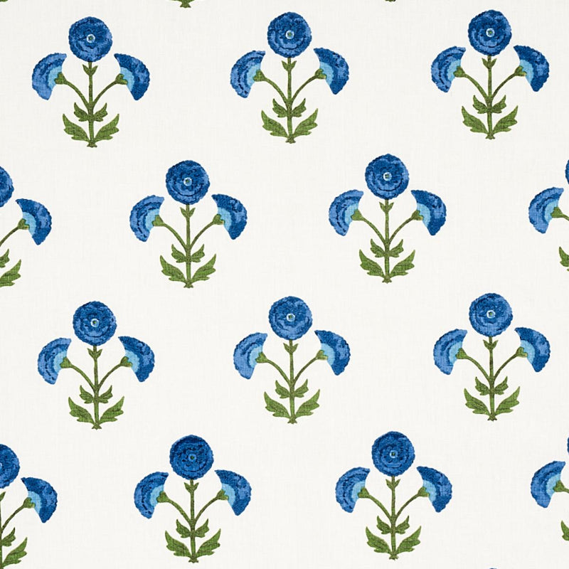 SCHUMACHER Saranda Flower Embroidery ROYAL FABRIC | Atlanta Fabrics
