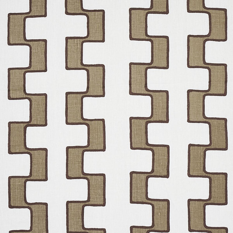 SCHUMACHER DIXON EMBROIDERED PRINT LINEN NEUTRAL FABRIC | Atlanta Fabrics