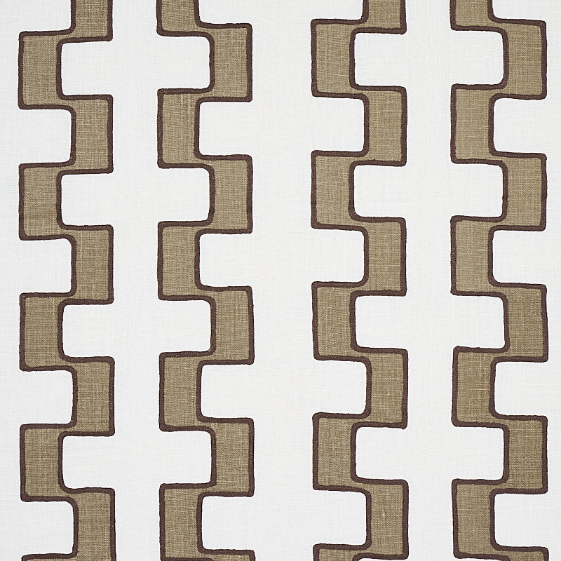 Schumacher DIXON EMBROIDERED PRINT LINEN NEUTRAL Fabric | Atlanta Fabrics