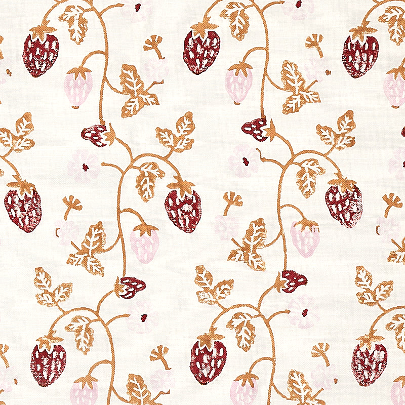 Schumacher STRAWBERRY HAND BLOCK PRINT COPPER  | Atlanta Fabrics