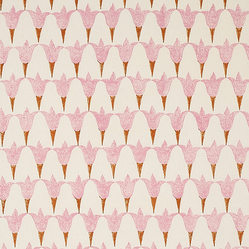 Schumacher TULIP HAND BLOCK ROSE & COPPER  | Atlanta Fabrics
