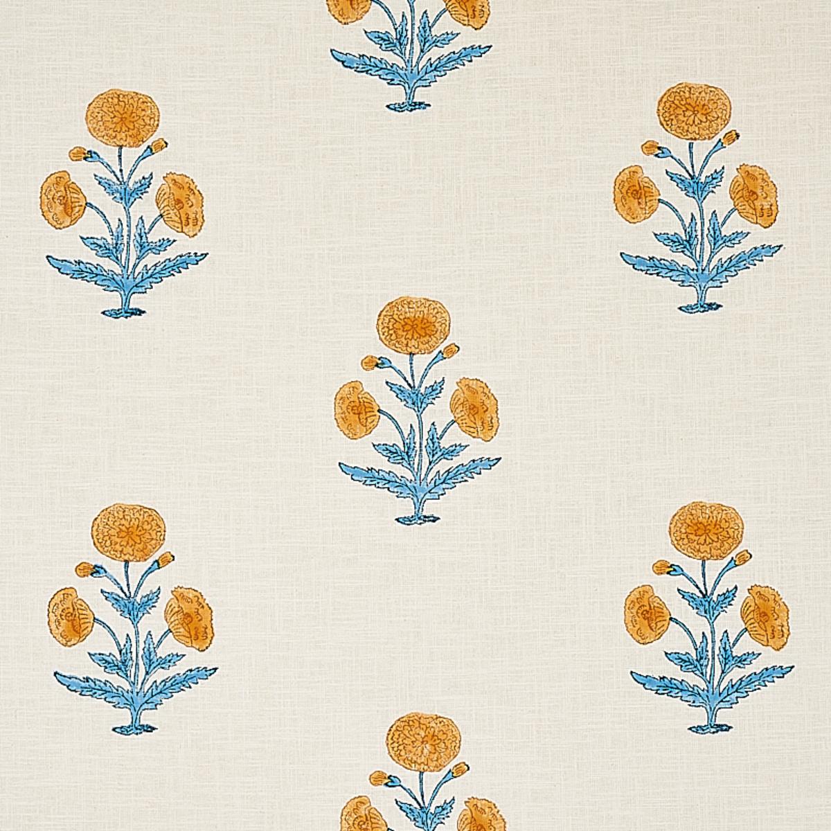 POPPY HAND BLOCK PRINT MUSTARD & SKY