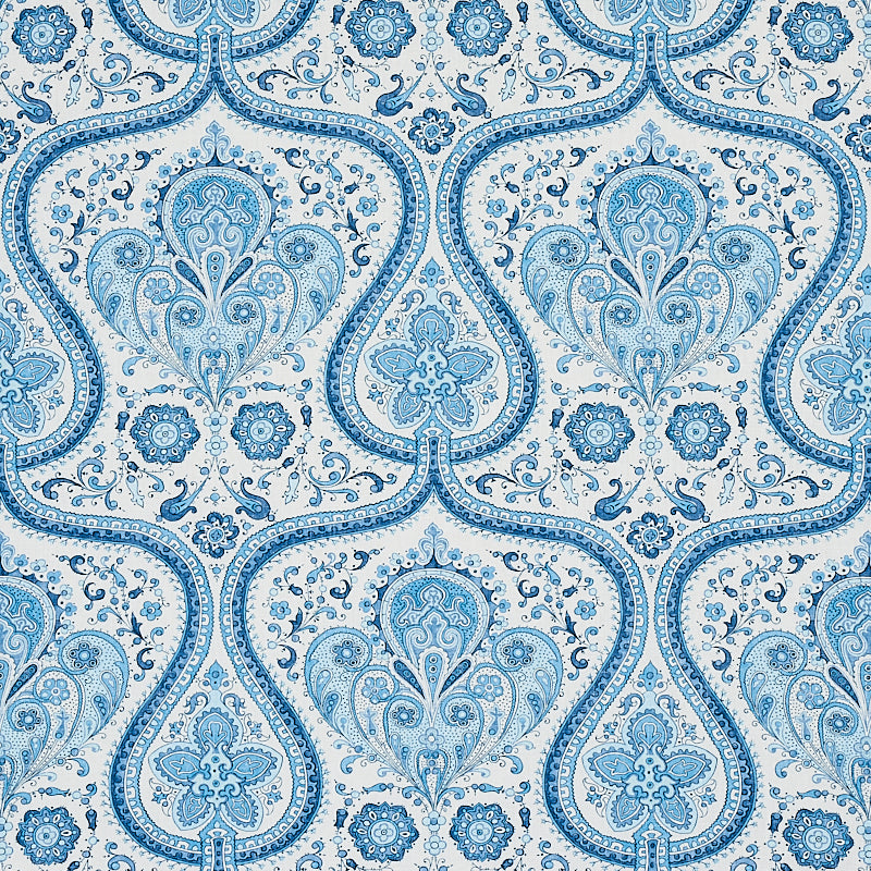 Schumacher PAISLEY COURT BLUE Fabric | Atlanta Fabrics