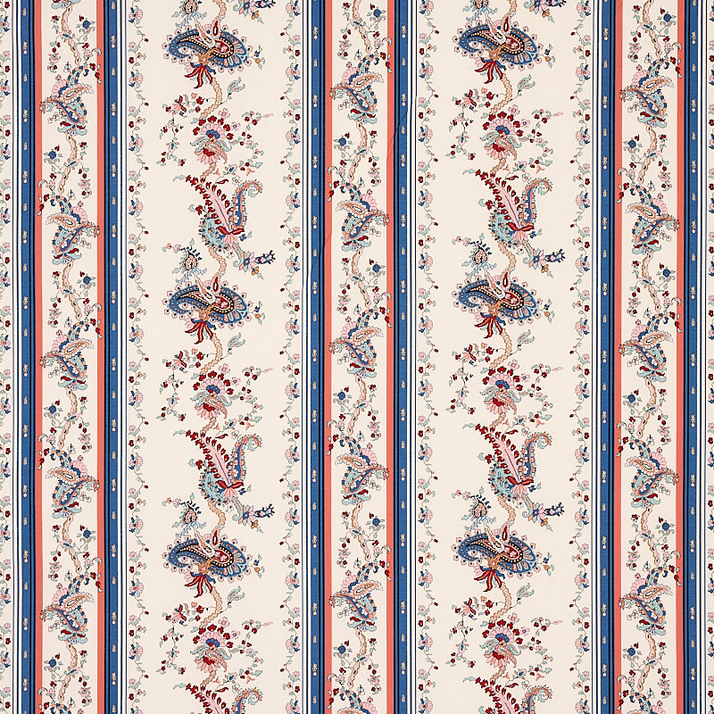Schumacher ELENA PAISLEY STRIPE BLUE Fabric | Atlanta Fabrics