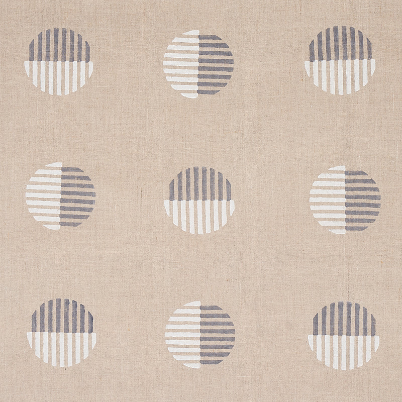 Schumacher ANDO HAND BLOCK PRINT IVORY & CHARCOAL ON NATURAL Fabric | Atlanta Fabrics