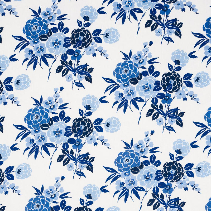 SCHUMACHER VALENTINA FLORAL BLUE FABRIC | Atlanta Fabrics