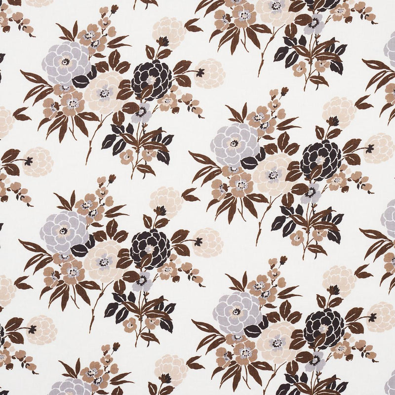 SCHUMACHER VALENTINA FLORAL BROWN FABRIC | Atlanta Fabrics