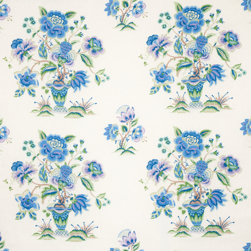 Schumacher ASHFORD LINEN CORNFLOWER AND LILAC Fabric | Atlanta Fabrics