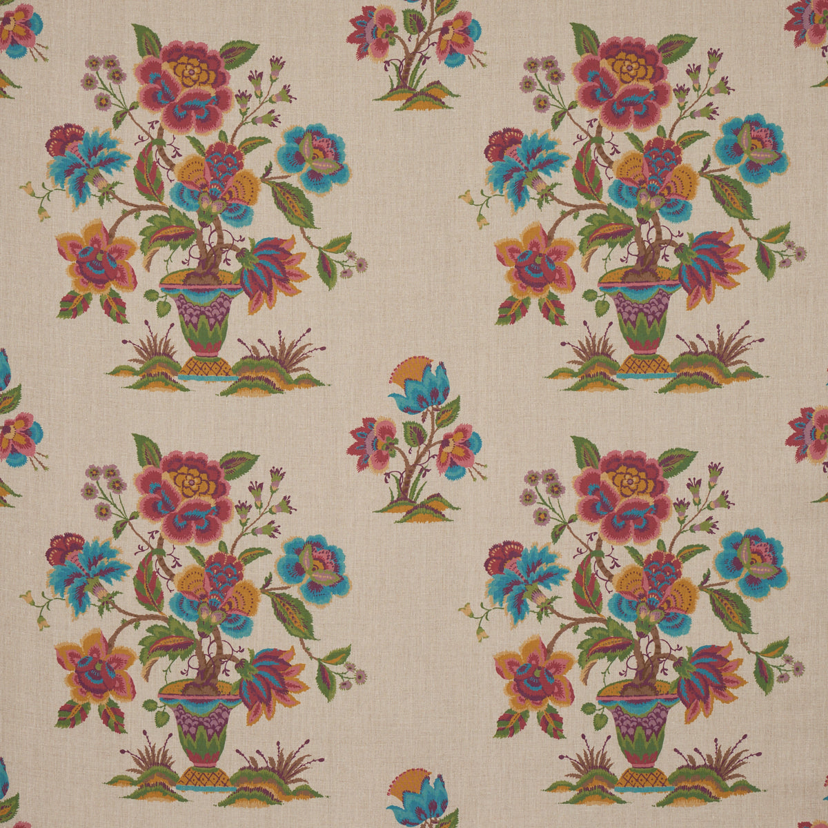 Schumacher ASHFORD LINEN MULBERRY AND NATURAL Fabric | Atlanta Fabrics