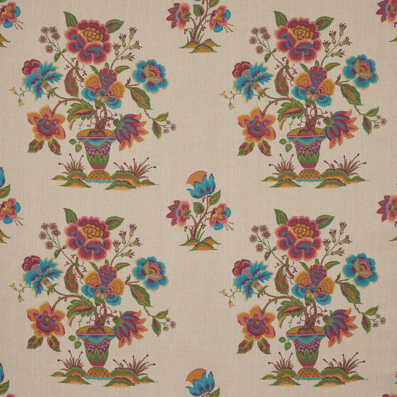 Schumacher ASHFORD LINEN MULBERRY AND NATURAL Fabric | Atlanta Fabrics