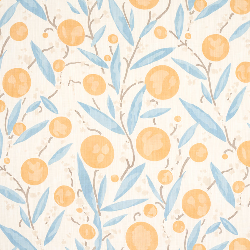 Schumacher MIRABELLE YELLOW AND SKY  | Atlanta Fabrics