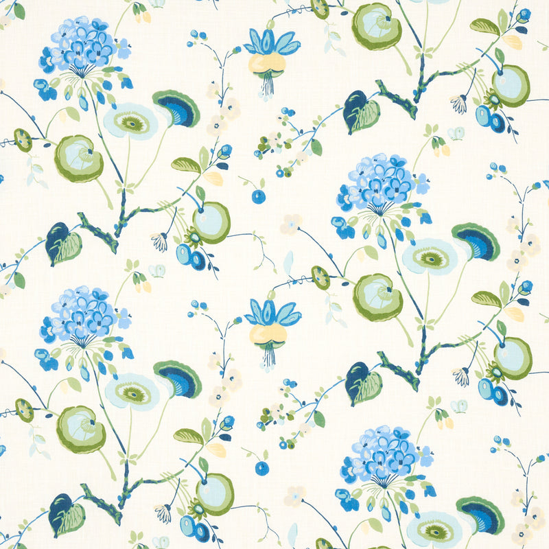 Schumacher VASILY LINEN GREEN AND BLUE  | Atlanta Fabrics