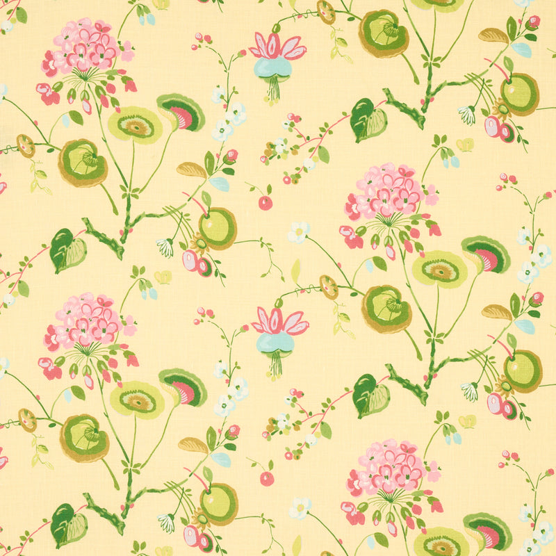 Schumacher VASILY LINEN GREEN AND YELLOW  | Atlanta Fabrics