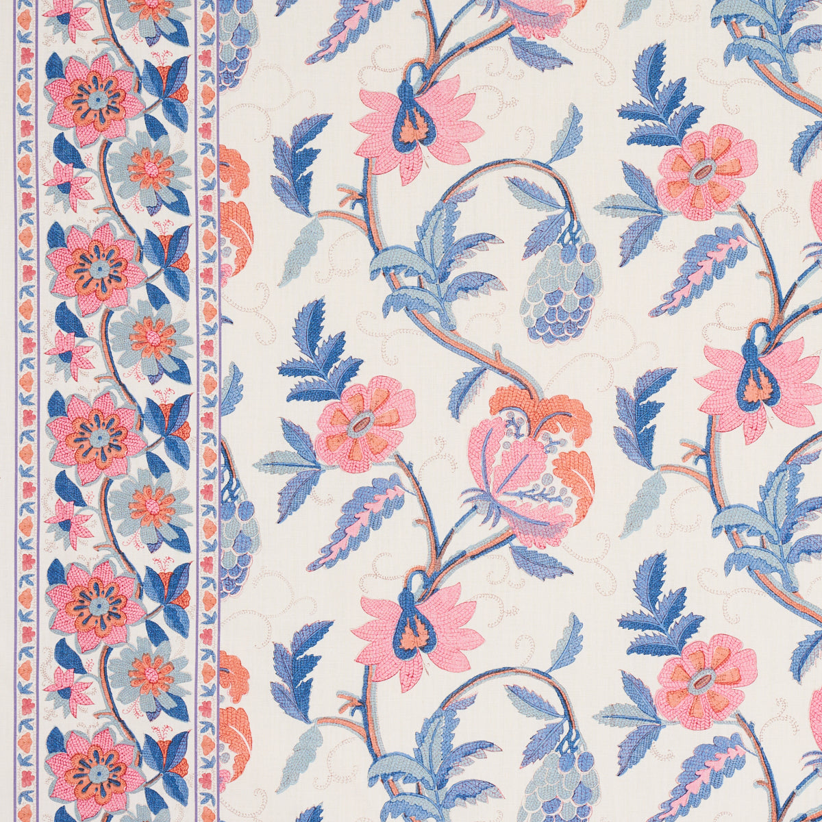 Indali Bordered Linen Rose And Indigo