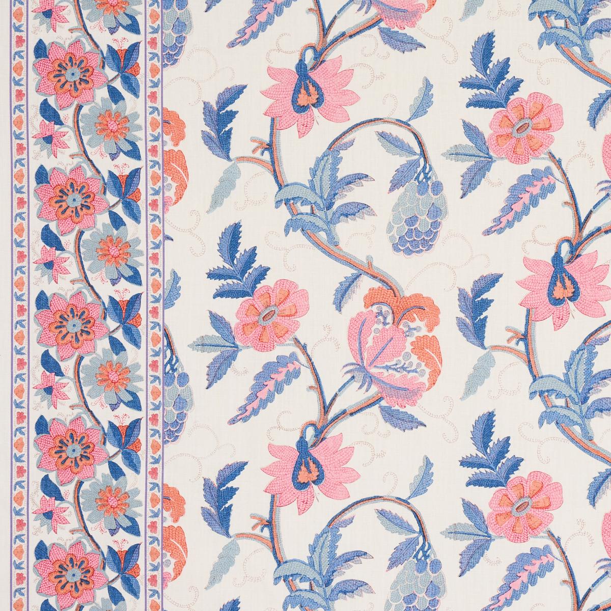 Indali Bordered Linen Rose And Indigo