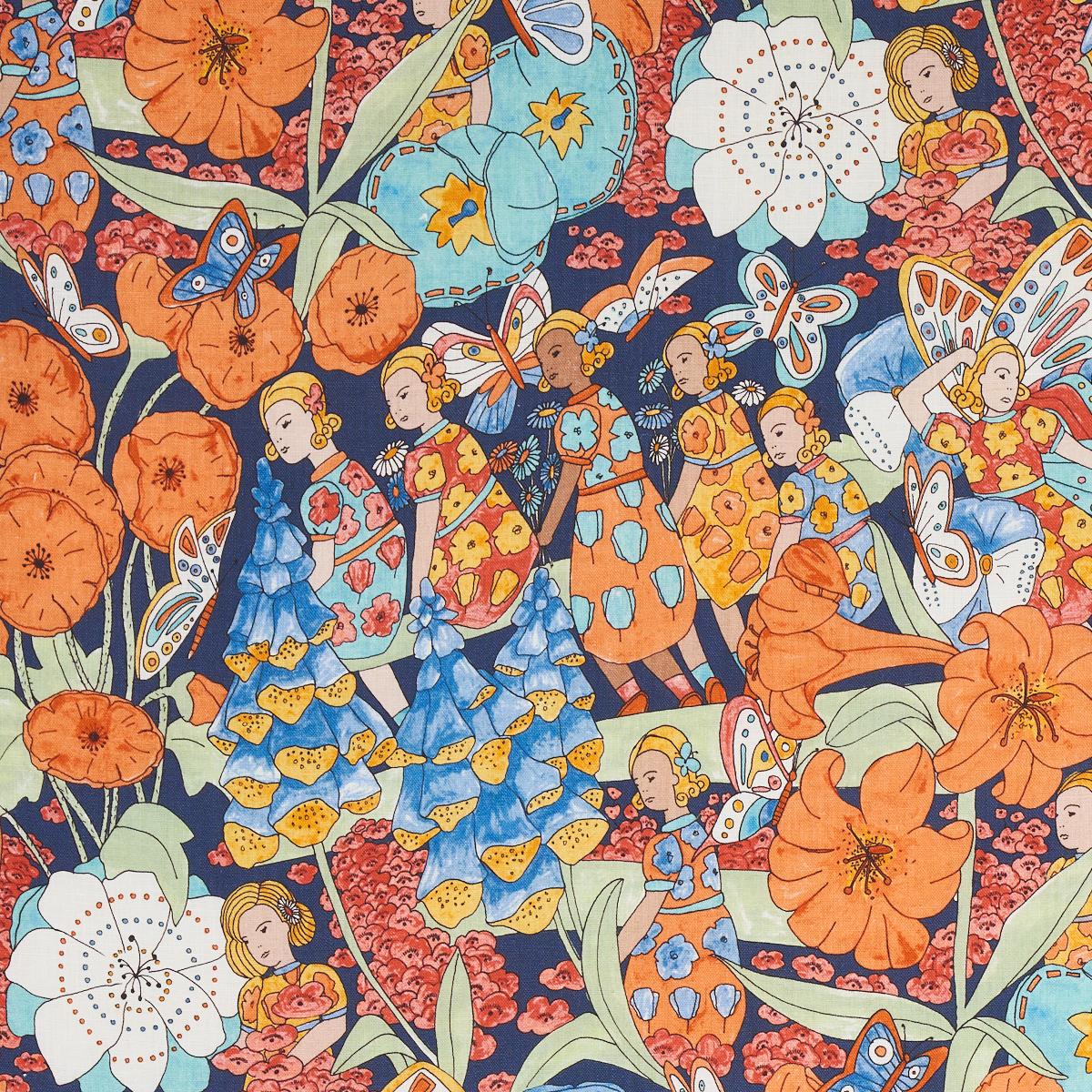 FAIRIE GARDEN ORANGE AND NAVY