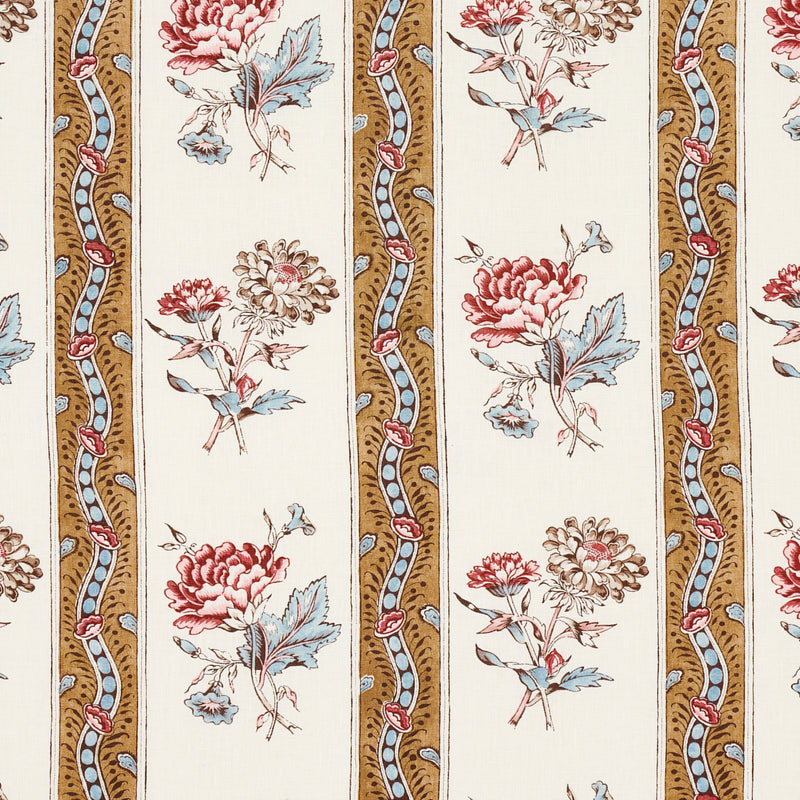 Schumacher Ariana Floral Stripe Document  | Atlanta Fabrics