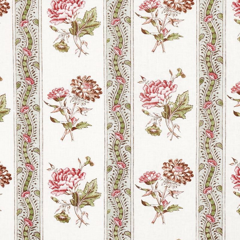 Schumacher Ariana Floral Stripe Famille Rose  | Atlanta Fabrics