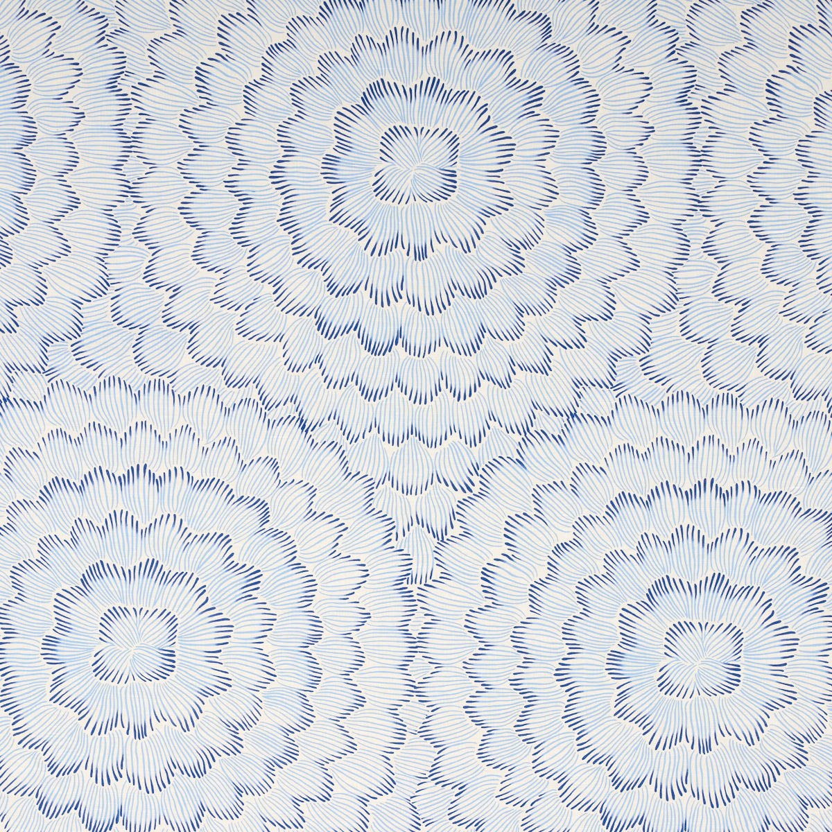 Schumacher FEATHER BLOOM TWO BLUES Fabric | Atlanta Fabrics