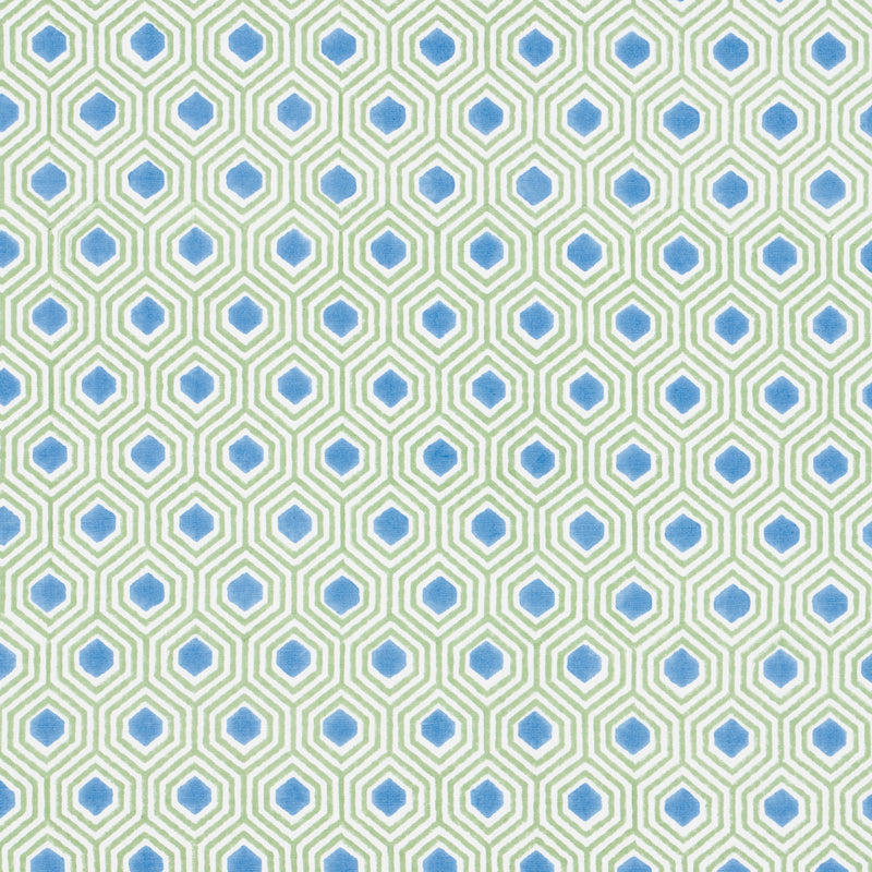 Schumacher OTIS HAND PRINT GREEN & BLUE Fabric | Atlanta Fabrics