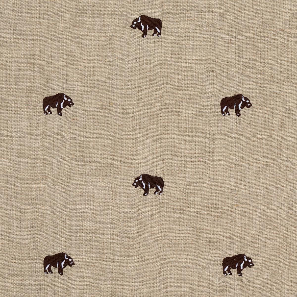 SCHUMACHER Buffalo Embroidered Linen NATURAL FABRIC | Atlanta Fabrics