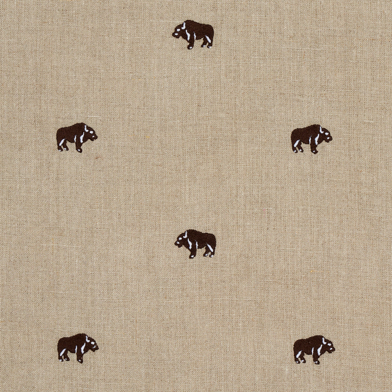 Schumacher Buffalo Embroidered Linen NATURAL Fabric | Atlanta Fabrics