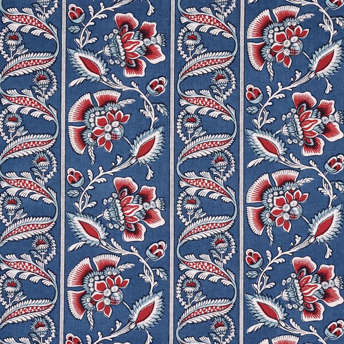 Schumacher MARIELLE VINE DENIM & RED Fabric | Atlanta Fabrics