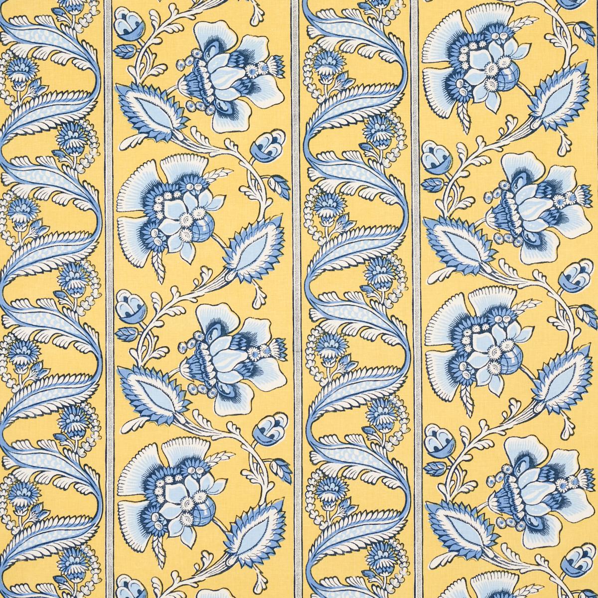 Schumacher MARIELLE VINE YELLOW & DELFT Fabric | Atlanta Fabrics