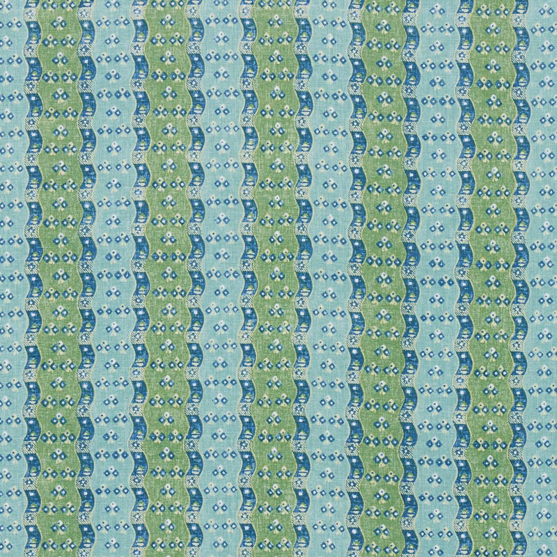 SCHUMACHER OTTILIE STRIPE GREEN FABRIC | Atlanta Fabrics