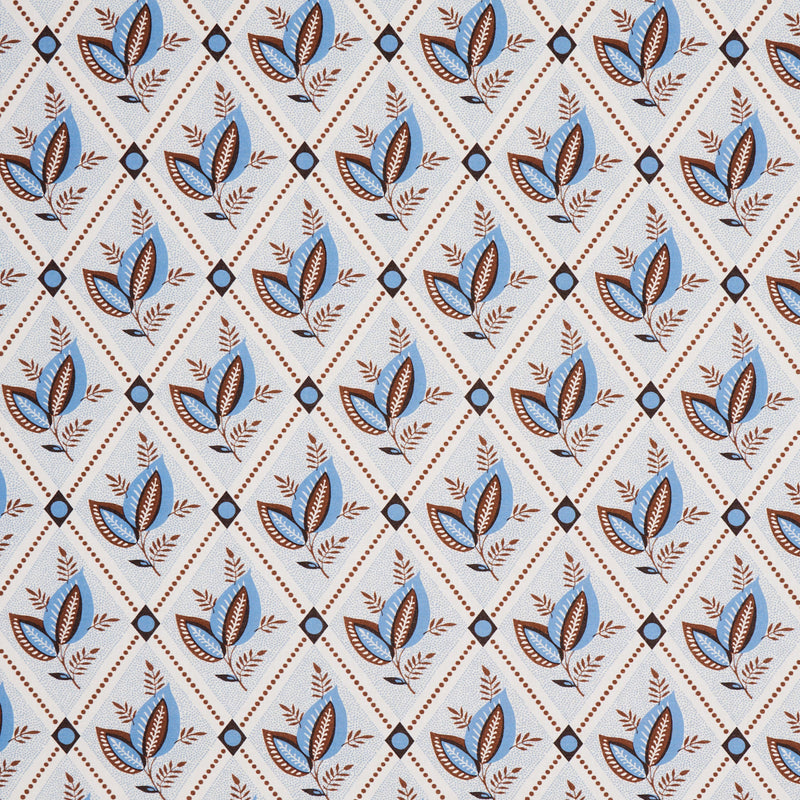 Schumacher BASILE TRELLIS DELFT & SEPIA Fabric | Atlanta Fabrics