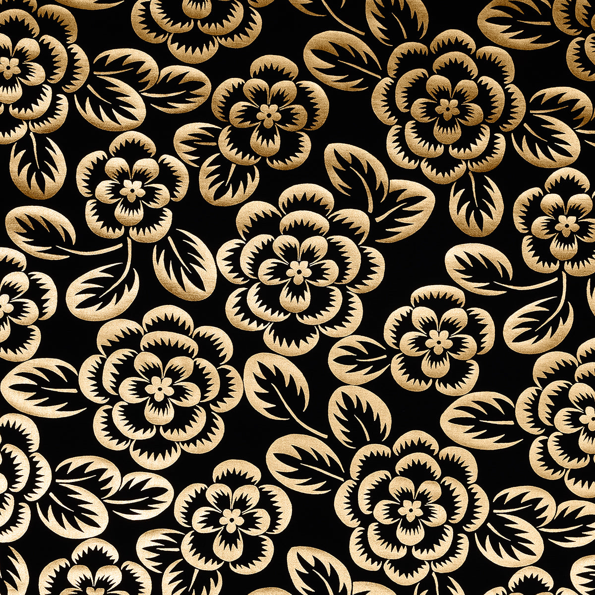 Schumacher ANGELICA FLORAL GOLD & NOIR Fabric | Atlanta Fabrics