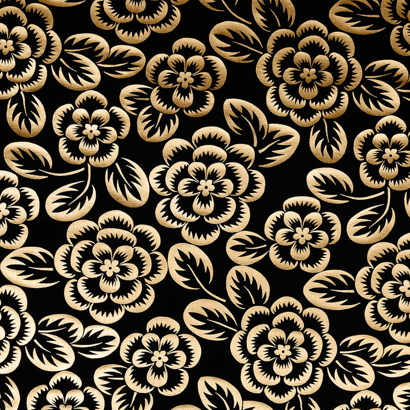 Schumacher ANGELICA FLORAL GOLD & NOIR Fabric | Atlanta Fabrics