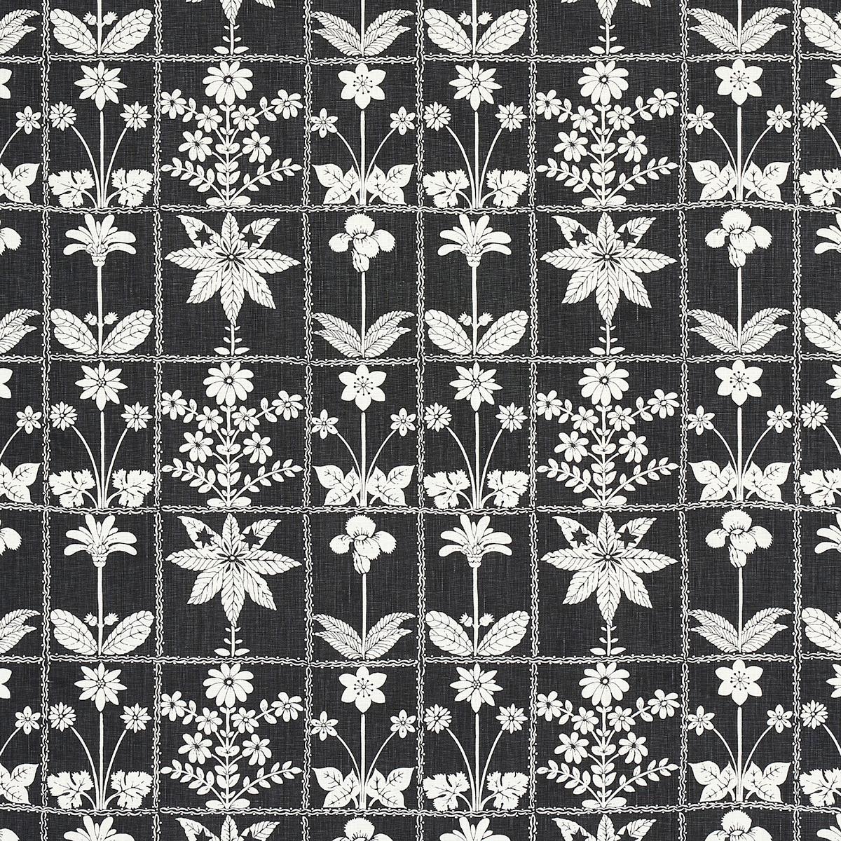 Schumacher GEORGIA WILDFLOWERS BLACK Fabric | Atlanta Fabrics
