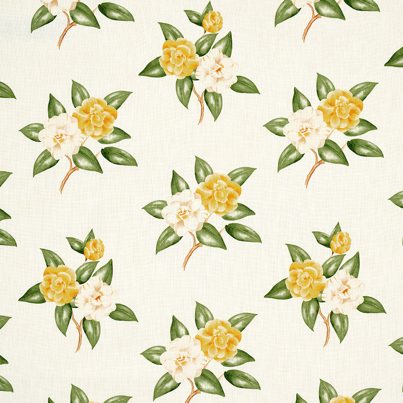 Schumacher CASABLANCA FLORAL INDOOR/OUTDOOR PALE YELLOW Fabric | Atlanta Fabrics