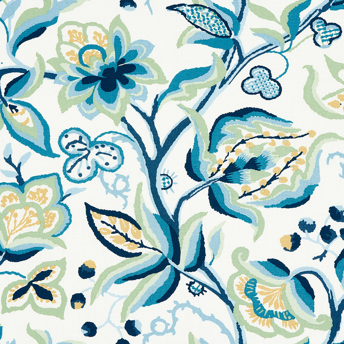ALEXANDRA VINE LINEN NAVY & LEAF