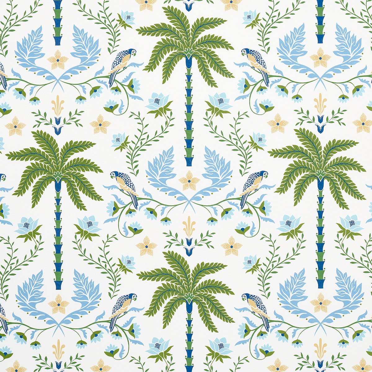 Schumacher ISLAND PALM INDOOR/OUTDOOR BLUE & GREEN  | Atlanta Fabrics