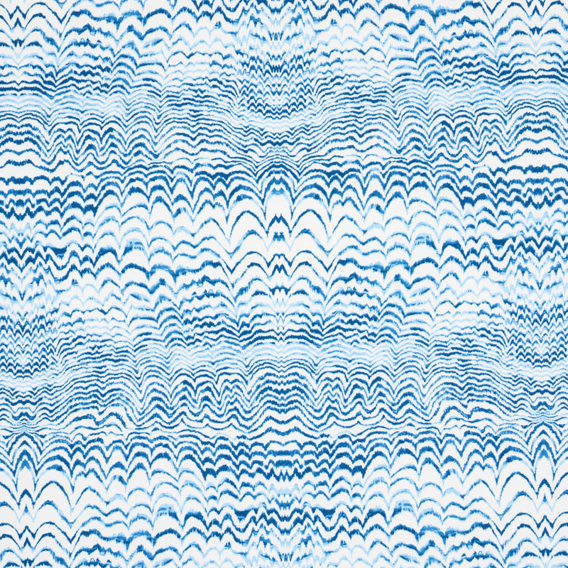 Schumacher INK WAVE PRINT INDOOR/OUTDOOR INDIGO  | Atlanta Fabrics