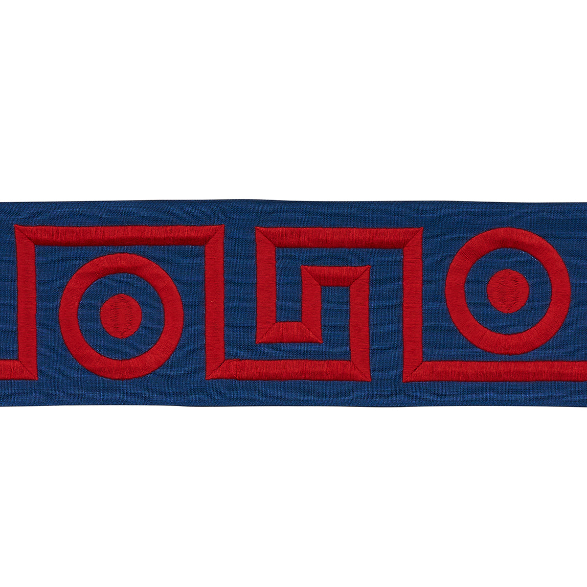 Schumacher PLATO TAPE NAVY AND RED Trim | Atlanta Fabrics