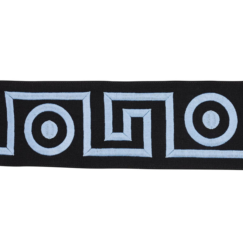 SCHUMACHER PLATO TAPE BLACK AND SKY TRIM | Atlanta Fabrics
