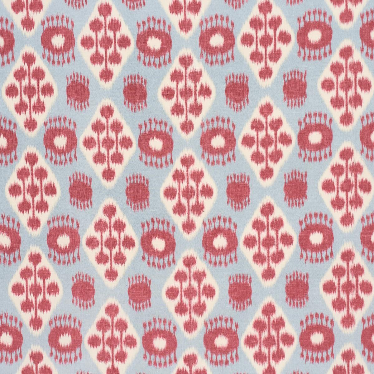 SCHUMACHER HAMILTON IKAT SKY AND CHERRY FABRIC | Atlanta Fabrics